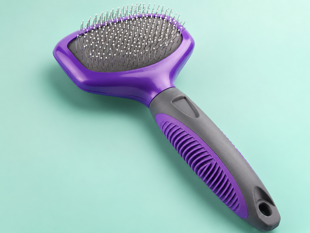 sleek pet brush on mint background
