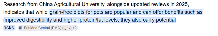 china agricultural university found that grain free diets