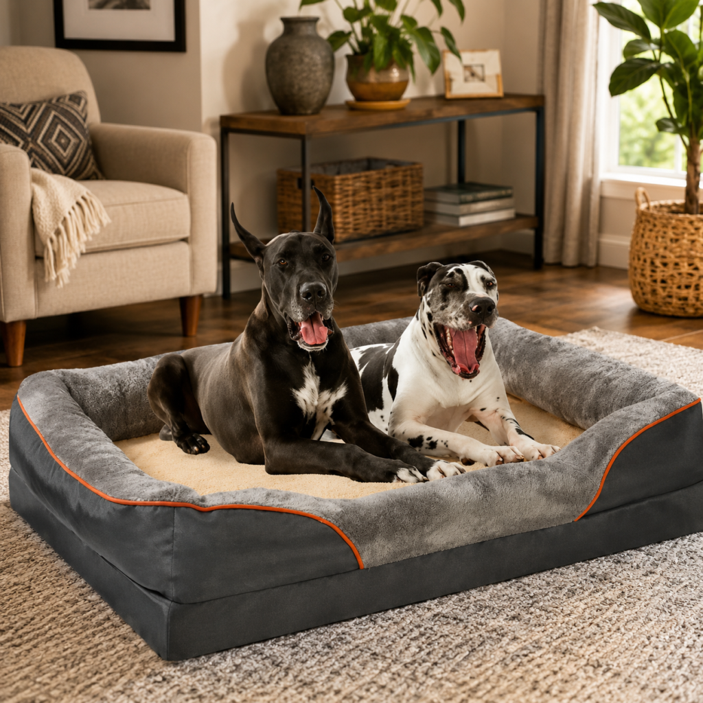 large orthopedic dog bed memory foam pet sofa couch waterproof elevated cushion warm puppy bolster couch removable cover