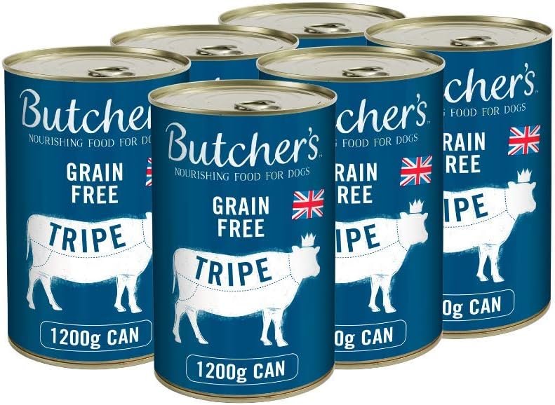 Best Grain-Free Dog Foods UK butcher's grain free tripe wet dog food big tin cans variety pack