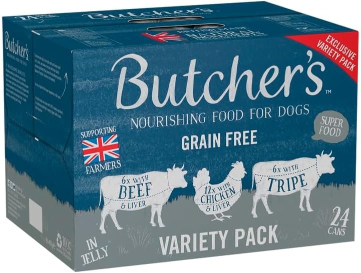 butcher's recipes in jelly dog food tins variety pack 24x400g