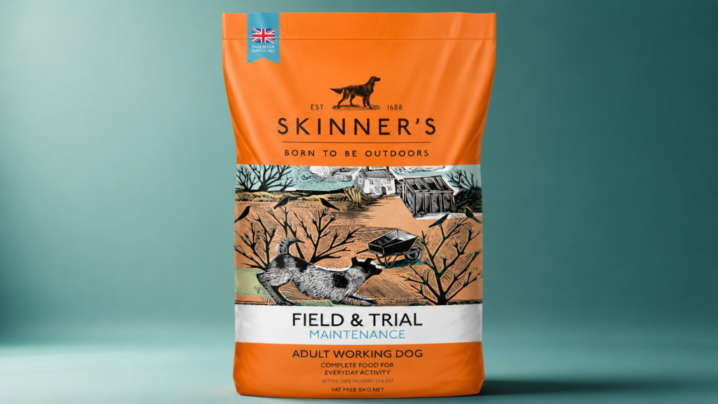 Best Dog Food for Large Dogs on a Budget UK: Quality Food That Won't Break the Bank skinner’s dog food bag on teal backdrop