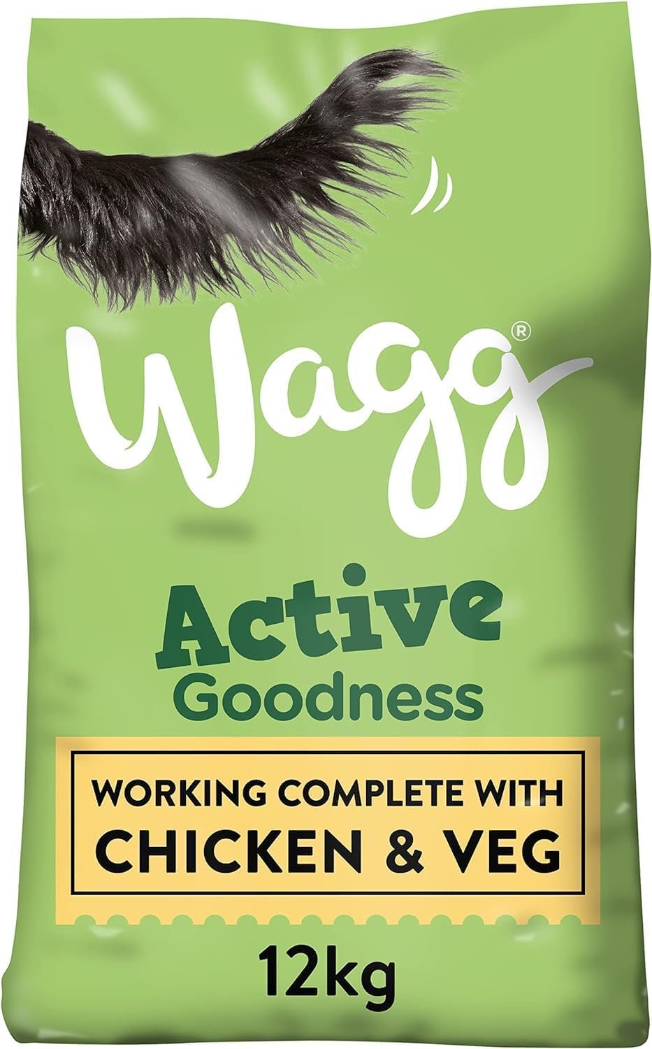 wagg active goodness complete dry adult dog food chicken & veg 12kg for all working dog breeds